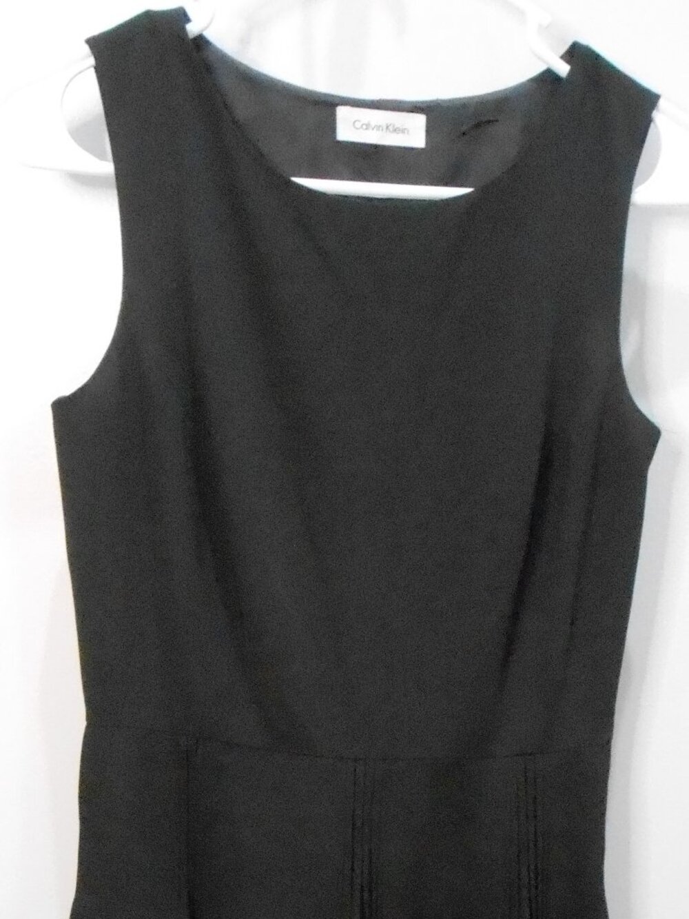 Calvin Klein Women's Sleeveless Pleated Black Pencil Dress Side Zip Size-XS/S?